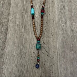 Handcrafted Beaded Necklace - Turquoise and Brown